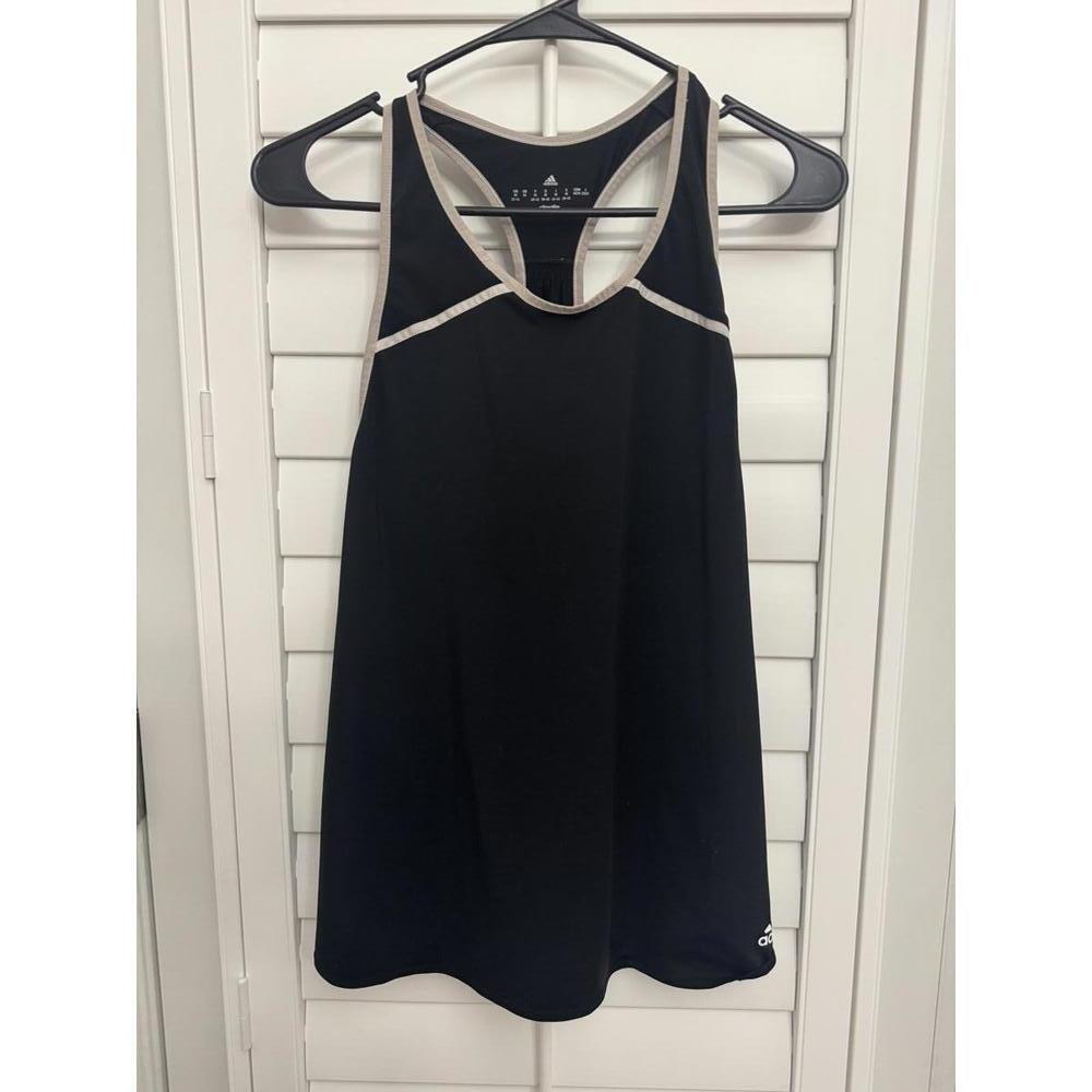 Adidas climalite racer back tank top black with tan trim size Medium